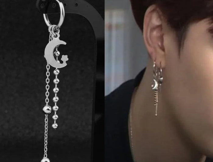 KPOP Orecchini coreani in acciaio inossidabile Donna Uomo Luna Piuma Catena Croce Orecchini punk geometrici Gioielli Hip Hop Unisex platinumshop
