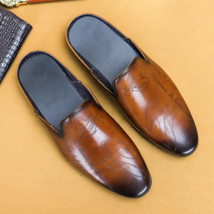 Pantofole da uomo di lusso italiane Mocassini in vera pelle Mocassini da uomo Casual Scarpe da uomo antiscivolo Moda estiva Mezze scarpe da uomo