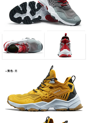 RAX Running Shoes Men&Women Outdoor Sport Shoes Breathable Lightweight Sneakers Air Mesh Upper Anti-slip Natural Rubber Outsole PlatiNum