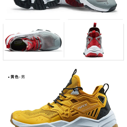 RAX Running Shoes Men&Women Outdoor Sport Shoes Breathable Lightweight Sneakers Air Mesh Upper Anti-slip Natural Rubber Outsole PlatiNum