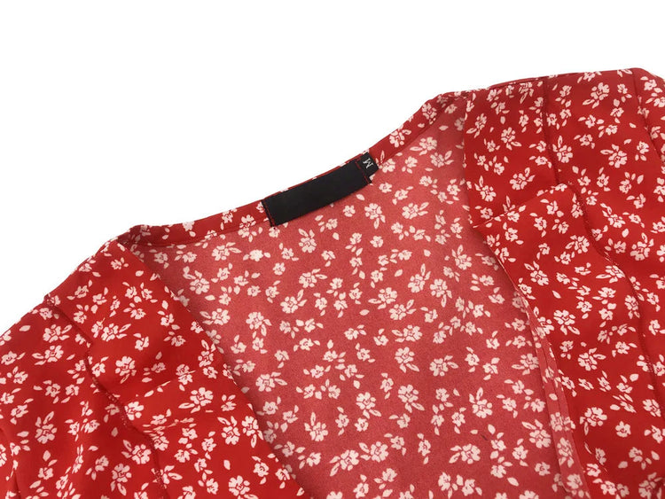 Abito estivo a trapezio Floal da donna Dolce ed elegante con volant floreale con scollo a V Abito co