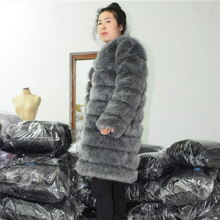 ZADORIN 9 Steps Luxury High Imitation Long Fluffy Thick Warm Faux Fur Coat Women Winter Long Sleeve Fur Coats Female Outerwear