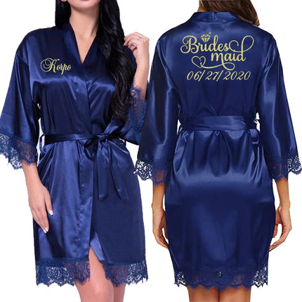 Nome della data personalizzato Abito kimono da sposa Donna Sposa Abiti da damigella d'onore Accappatoio dal design originale per addio al nubilato