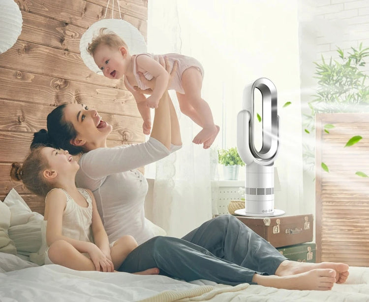 Ventilatore Freddo e Caldo con Telecomando, Senza Pale, 220V, Ultra-silenzioso, Purificatore d'Aria, Alta Qualità, Programmabile 1-9 Ore