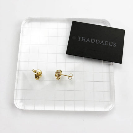 Orecchini a bottone con teschio dorato, gioielli pregiati punk di strada ribelle europea per regalo da donna e uomo in argento sterling 925 platinumshop