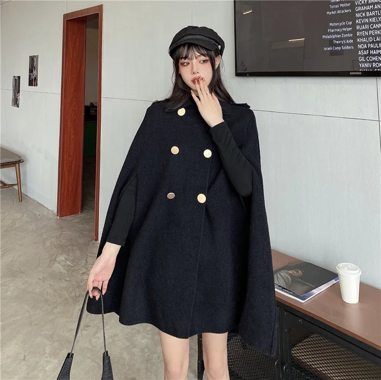 Autumn Winter Plus Size Women Coat Woolen Cloth Cloak Loose Overcoat Female High Quality 2025 Manteau Femme Hiver Oversize