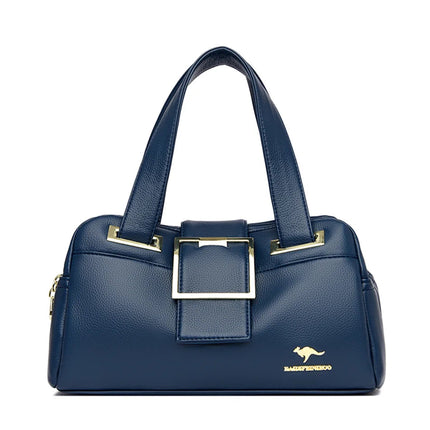 Women Multi-layers Top-handle Bag Quality Leather Handbags Purses Female Luxury Designer Large Capacity Boston Ladies Sac A Main PlatiNum