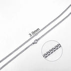 3mm Silver Curb / 50cm