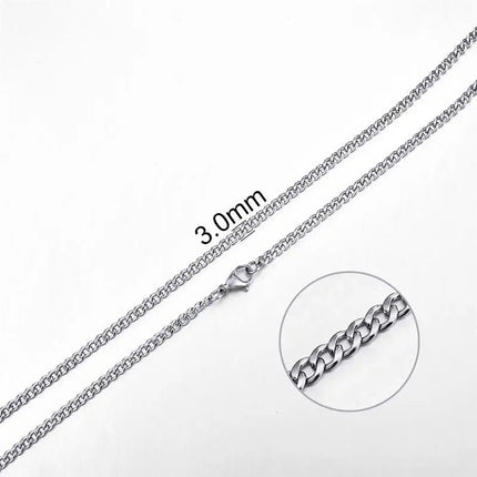 Jiayiqi 2mm-7mm Rope Chain Necklace Stainless Steel Never Fade Waterproof Choker Men Women Jewelry Silver Color Chains Gift PlatiNum