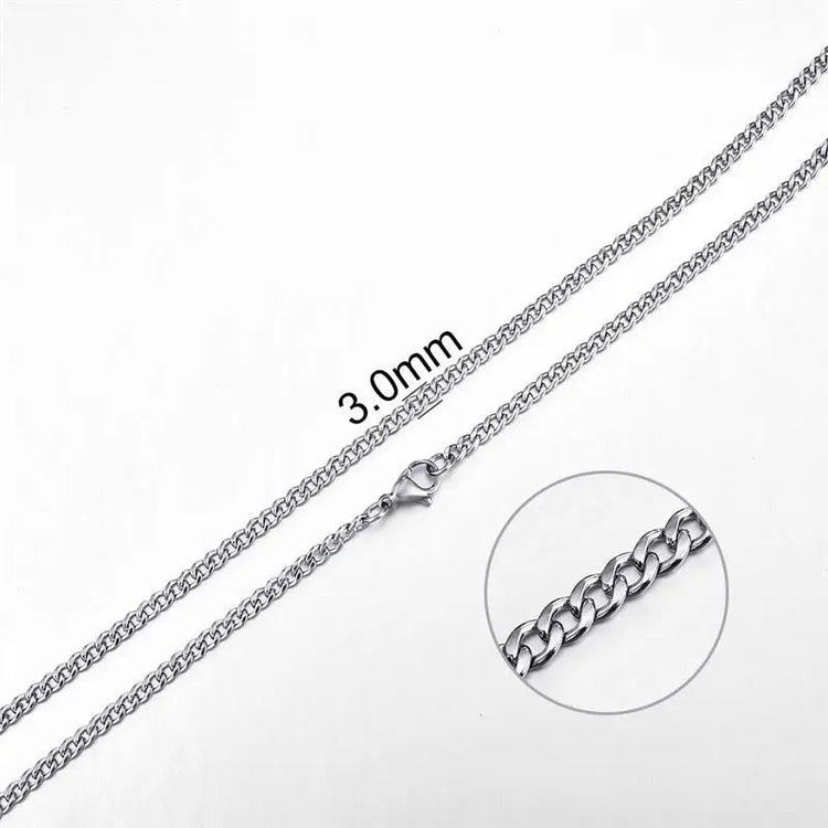 Jiayiqi 2mm-7mm Rope Chain Necklace Stainless Steel Never Fade Waterproof Choker Men Women Jewelry Silver Color Chains Gift PlatiNum