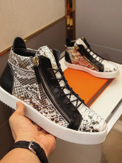 Snake Pattern Fashion Luxury Shoes Sneaker Flats Casual Mens Lace-Up Zipper Mixed Color Shoes Man 47 Size Zapatillas Hombre