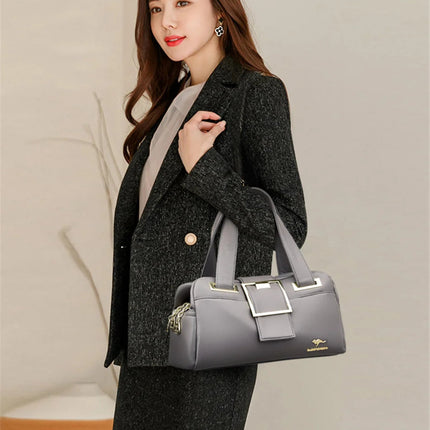 Women Multi-layers Top-handle Bag Quality Leather Handbags Purses Female Luxury Designer Large Capacity Boston Ladies Sac A Main PlatiNum