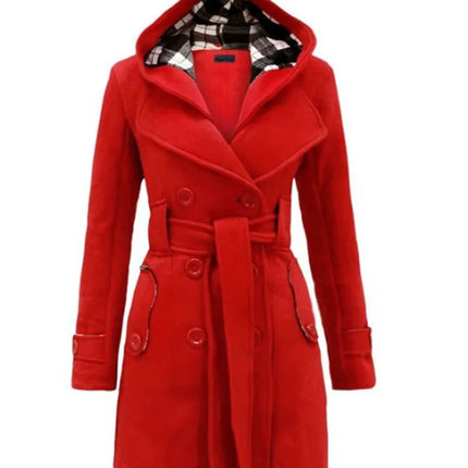 Fashion Woolen Coat Women Warm Fleece Jacket With Belts Double Breasted Solid Casual Jacket 2022 Winter Vintage Slim Ladies Coat