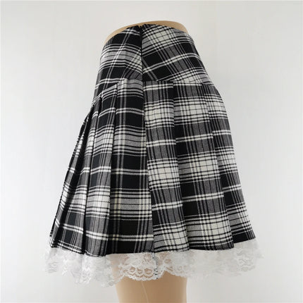 Harajuku Punk gotico nero a vita alta gonne nere donne Sexy Patchwork fasciatura Mini gonna nera Streetwear femminile