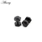 Alisouy 2 pz Nuovo Unisex Gotico Punk Rock In Acciaio Inox Esagono Vite Del Chiodo Delle Donne Degli Uomini Dell'orecchio Orecchini Con Perno Penetranti Gioielli Per Il Corpo platinumshop