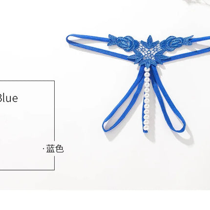 Women Lace Panties Thongs Pearl Pendant Embroidery G-String T-Back Briefs Underwear Hollow Ladies Panties Sexy Lingerie Knickers