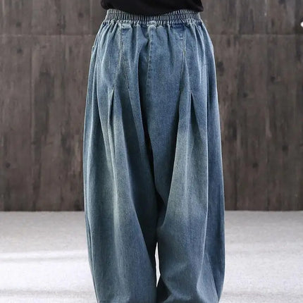 Nuovi Jeans larghi Oversize donna Denim pantaloni Casual incrociati pantaloni Harem Vintage femminili pantaloni Bloomers 2022 Jeans a gamba larga mamma