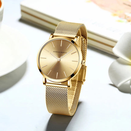 HANNAH MARTIN Movimento al quarzo giapponese in acciaio inossidabile di qualità del marchio Orologio Dropshipping da donna impermeabile da 36 mm in oro rosa completo platinumshop