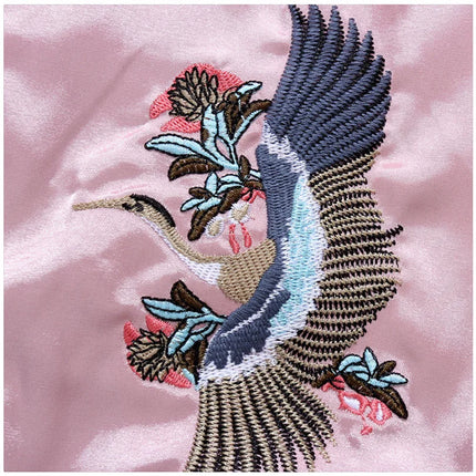 Double Sided Satin Baseball Jacket Women Sukajan Jacket Female Girls Embroidery Coat 2026 Spring Autumn Pink Z1A1