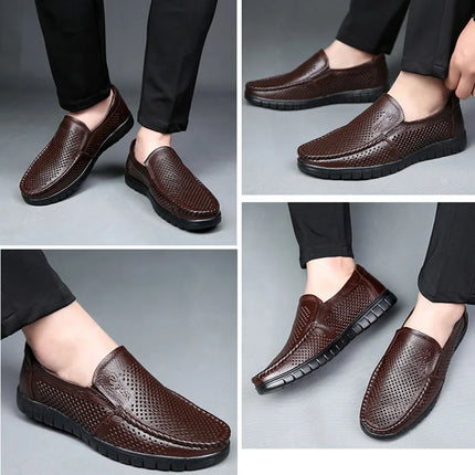 Moda scarpe in vera pelle da uomo piatte traspiranti estive scarpe casual da uomo morbide e confortevoli calzature maschili in pelle KA3559
