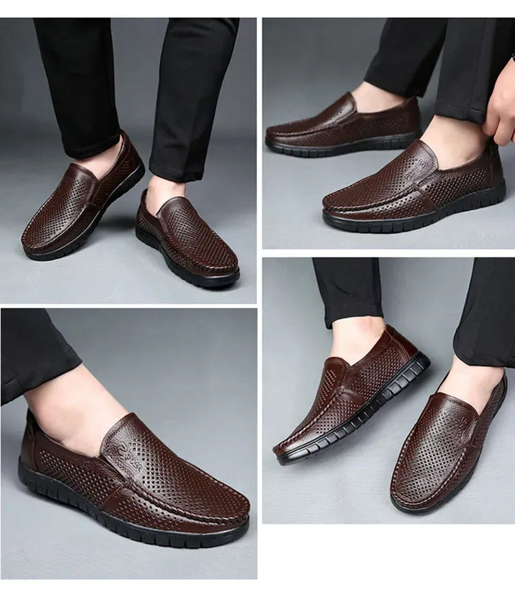 Moda scarpe in vera pelle da uomo piatte traspiranti estive scarpe casual da uomo morbide e confortevoli calzature maschili in pelle KA3559