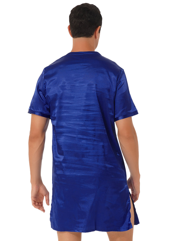 Donna uomo pigiama in raso di seta pigiameria maniche corte camicia da notte Kimono accappatoio abito da notte accappatoio camicia da notte estiva Homewear