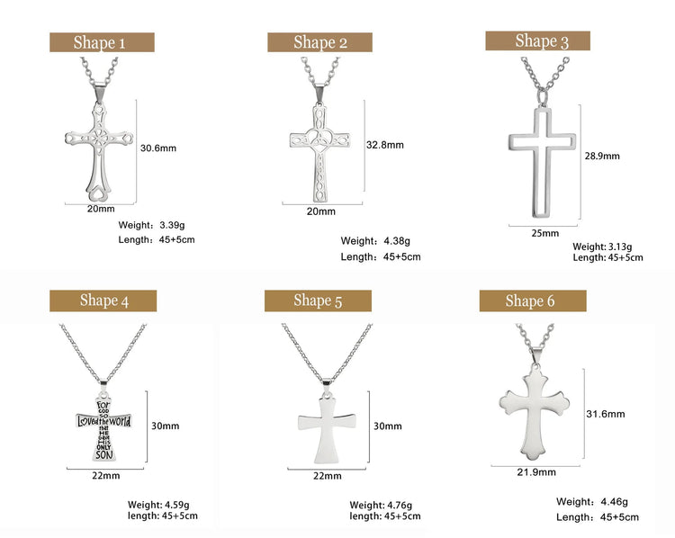 Cazador Collana con ciondolo croce religiosa alla moda di Gesù Collane a catena in acciaio inossidabile color oro per regalo di gioielli cavi unisex PlatiNum