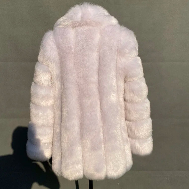 ZADORIN Elegant Turn Down Collar Faux Fox Fur Coat Women Long Thick Warm Fluffy Faux Fur Jacket Winter Fur Coats Manteau Femme