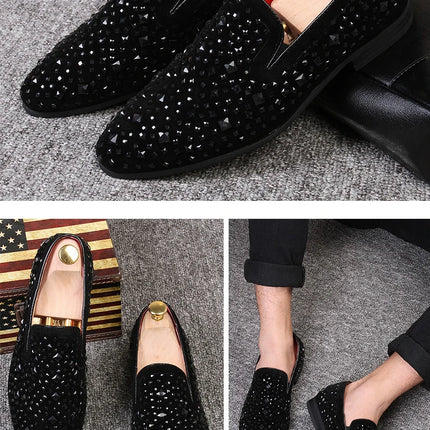 Scarpe formali da uomo strass scarpe eleganti da uomo Sepatu Slip On Pria mocassini da uomo scarpe da sposa Moda Italiana De Hombre Bona Zapatos