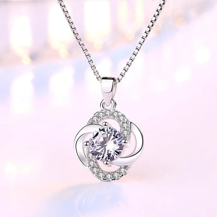 Collane e pendenti da donna in argento sterling 925 con ametista a forma di fiore, gioielli alla moda per matrimoni e feste. PlatiNum