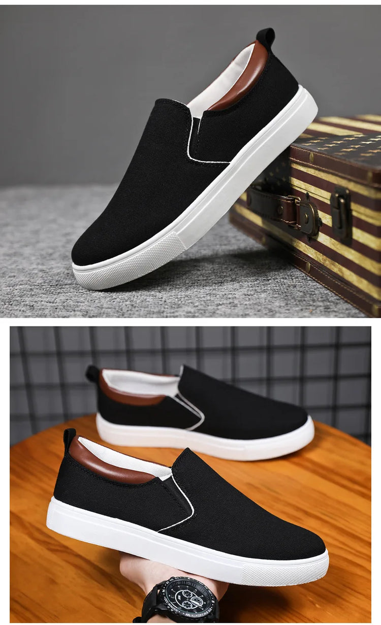 Fashion Canvas Men's Sneakers Black Lace Up Sping Shoes 2024 Classic Casual Vulcanized Shoes Size 46 47 Mens Spring Sport Shoes
