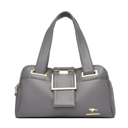 Women Multi-layers Top-handle Bag Quality Leather Handbags Purses Female Luxury Designer Large Capacity Boston Ladies Sac A Main PlatiNum