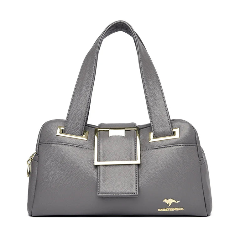 Women Multi-layers Top-handle Bag Quality Leather Handbags Purses Female Luxury Designer Large Capacity Boston Ladies Sac A Main PlatiNum