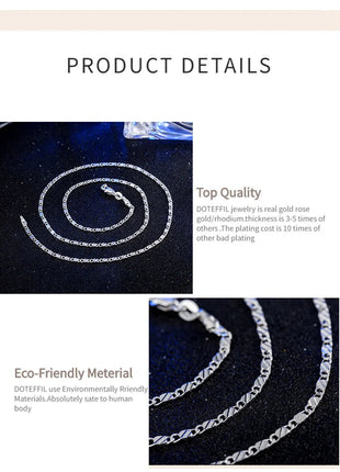 DOTEFFIL 925 Silver 16/18/20/22/24/26/28/30 Inch 2mm Charm Chain Necklace For Women Man Fashion Wedding Party Jewelry PlatiNum