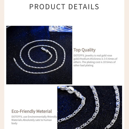 DOTEFFIL 925 Silver 16/18/20/22/24/26/28/30 Inch 2mm Charm Chain Necklace For Women Man Fashion Wedding Party Jewelry PlatiNum