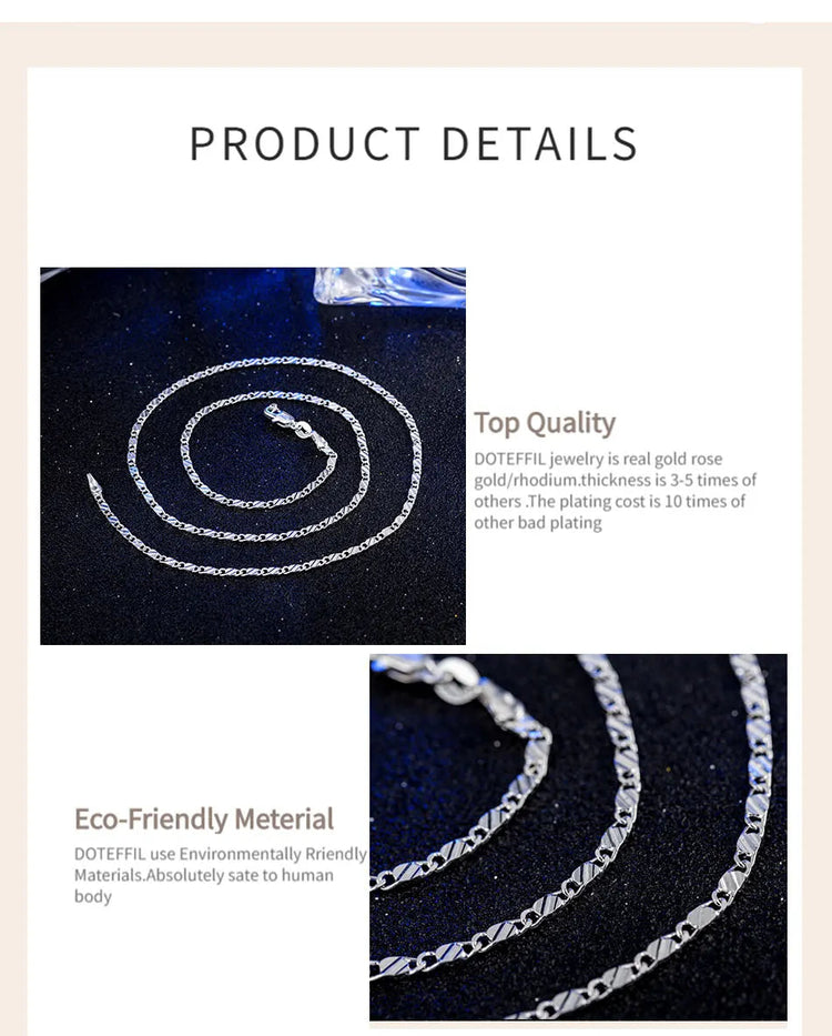 DOTEFFIL 925 Silver 16/18/20/22/24/26/28/30 Inch 2mm Charm Chain Necklace For Women Man Fashion Wedding Party Jewelry PlatiNum