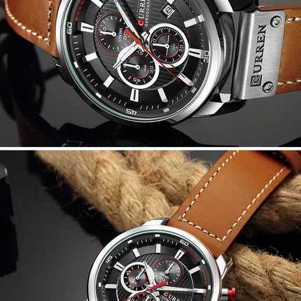CURREN orologio da uomo in pelle orologi sportivi da uomo esercito militare orologio da polso al quarzo cronografo orologio maschile Relogio Masculino platinumshop