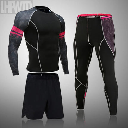 Men's Sports Suit MMA rashgard male Quick drying Sportswear Compression Clothing Fitness Training kit Thermal Underwear leggings PlatiNum
