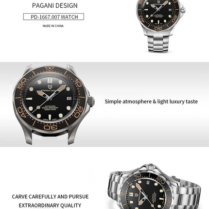 PAGANI DESIGN Orologi da uomo Orologio automatico di lusso retrò da uomo Orologio da polso meccanico giapponese da uomo Orologio impermeabile in acciaio inossidabile