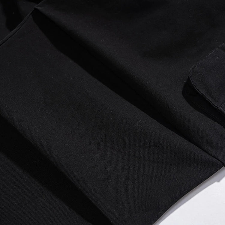 Multi-Pocket Cargo Pants Mens Safari Style Solid Color Pleated Loose Straight-leg Pants Elastic Waist Casual Trousers Men