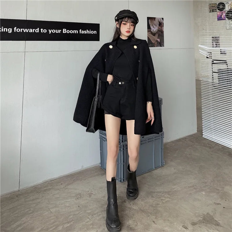 Autumn Winter Plus Size Women Coat Woolen Cloth Cloak Loose Overcoat Female High Quality 2025 Manteau Femme Hiver Oversize