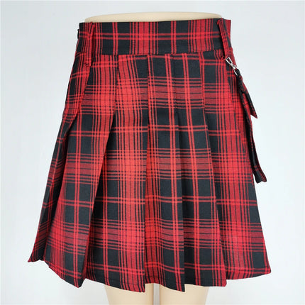 Harajuku Punk gotico nero a vita alta gonne nere donne Sexy Patchwork fasciatura Mini gonna nera Streetwear femminile