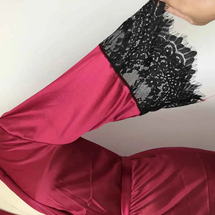 2019 New Sexy Transparent Lingerie Summer Women's Sexy Bridal Robes Kimono Satin Silk Lace Night Wear Nightgown Dress Sleepwear