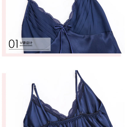 Camicie da notte per donna Abiti da notte lunghi senza maniche Chemise in raso di seta Lingerie Abito sottoveste Camicia da notte sexy per donna