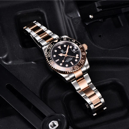 PAGANI DESIGN 2026 40MM Orologio Automatico di Lusso da Uomo GMT con Ghiera in Ceramica, Cinturino Jubilee, Vetro Zaffiro, Impermeabile