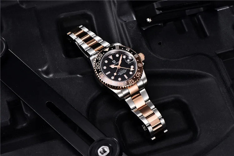 PAGANI DESIGN 2026 40MM Orologio Automatico di Lusso da Uomo GMT con Ghiera in Ceramica, Cinturino Jubilee, Vetro Zaffiro, Impermeabile