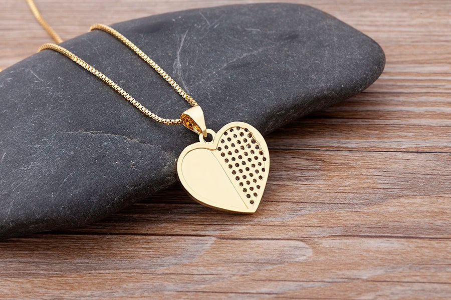 Nidin moda di lusso con zirconi cubici ciondolo a forma di cuore da donna placcato in oro collana a catena di alta qualità regalo per feste di gioielli scintillanti