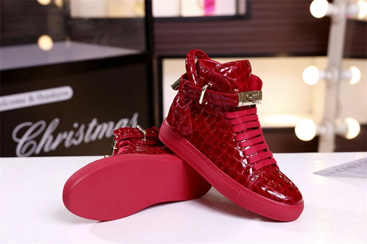 Women’s Genuine Cow Leather Flat Ankle Boots Stone Pattern Black High with Lace Sneakers Designer With Lock Luxury Brands Shoes