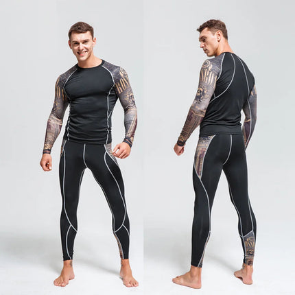 Men's Sports Suit MMA rashgard male Quick drying Sportswear Compression Clothing Fitness Training kit Thermal Underwear leggings PlatiNum