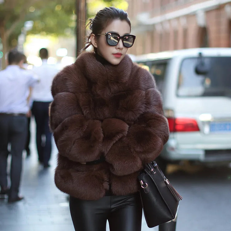 ZADORIN Fashion Thick Warm Winter Coat Woman Luxury Faux Fox Fur Coat Jackets Woman Stand Fur Collar Fake Fur Jacket Outerwears